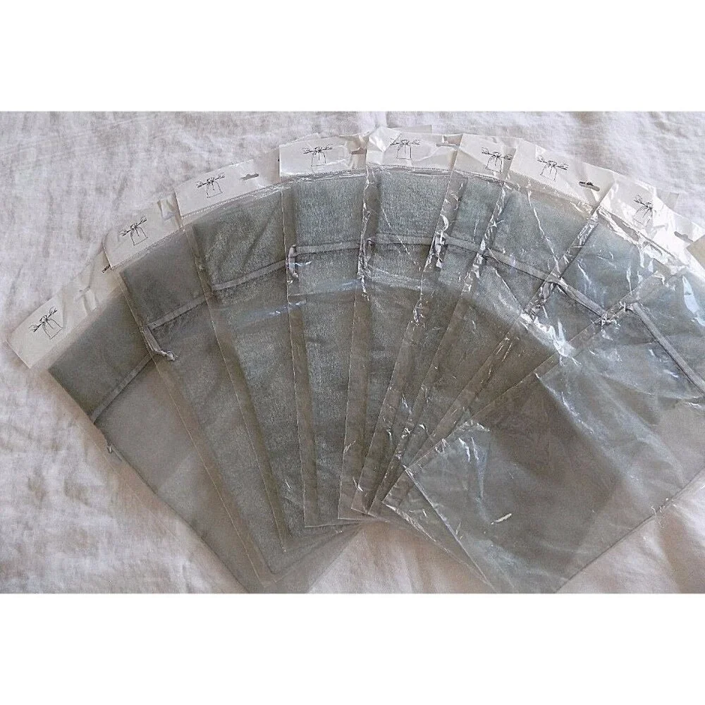 Wine Bottle Gift Bag Lot of 9 Organza Party Pack Giving Dove Gray Tall 6 x 15